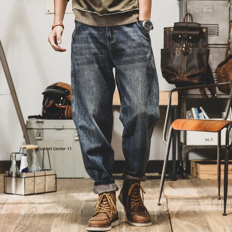 

Retro American Spring Straight Leg Men's Jeans Heavy Trend Brand Ameika Khaki Pants Casual Wear Youth ular Long Pants