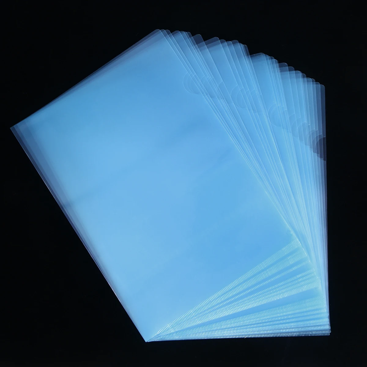 

30Pcs A4 Transparent Document Organizer L Shape File Folder Durable Plastic Expanding Wallet Blue