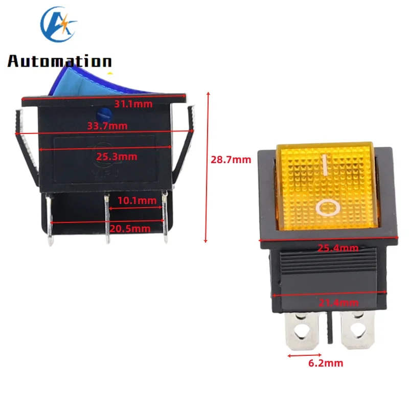 1pcs KCD4 Latching Rocker Switch Power Switch 2/3 Position 6/4Pins Electrical Equipment with Light Switch 16A 250VAC/ 20A 125VAC