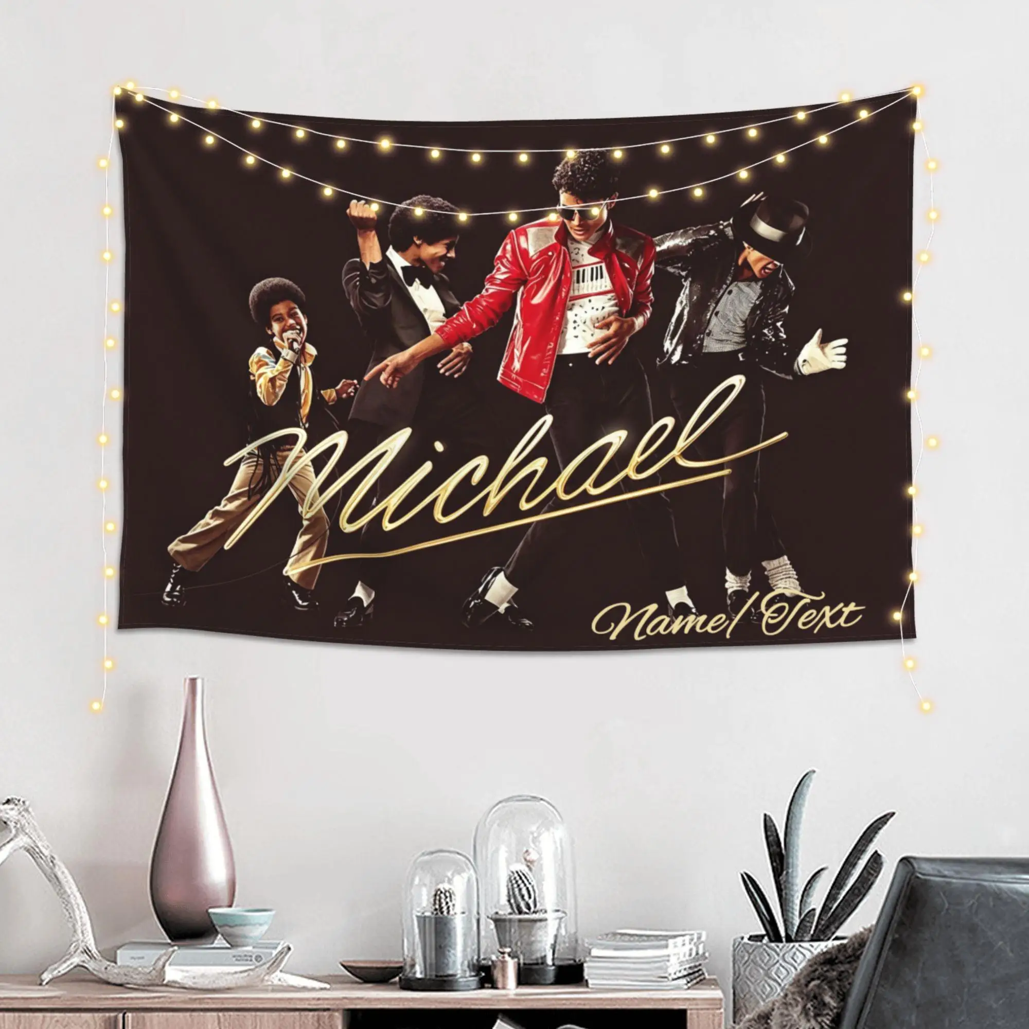 1pc Michael Jackson Tapestry Polyester Fiber 2D Printed Pop Star Character for Bedroom Living Room Home Wall Art Decor Fan Gift