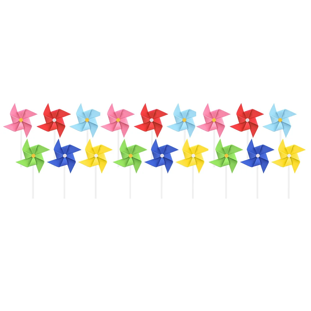

18 Pcs Windmill Cake Toppers Party Supplies Mini Pinwheels Decorations Birthday CakeDecoration Safe Colorful