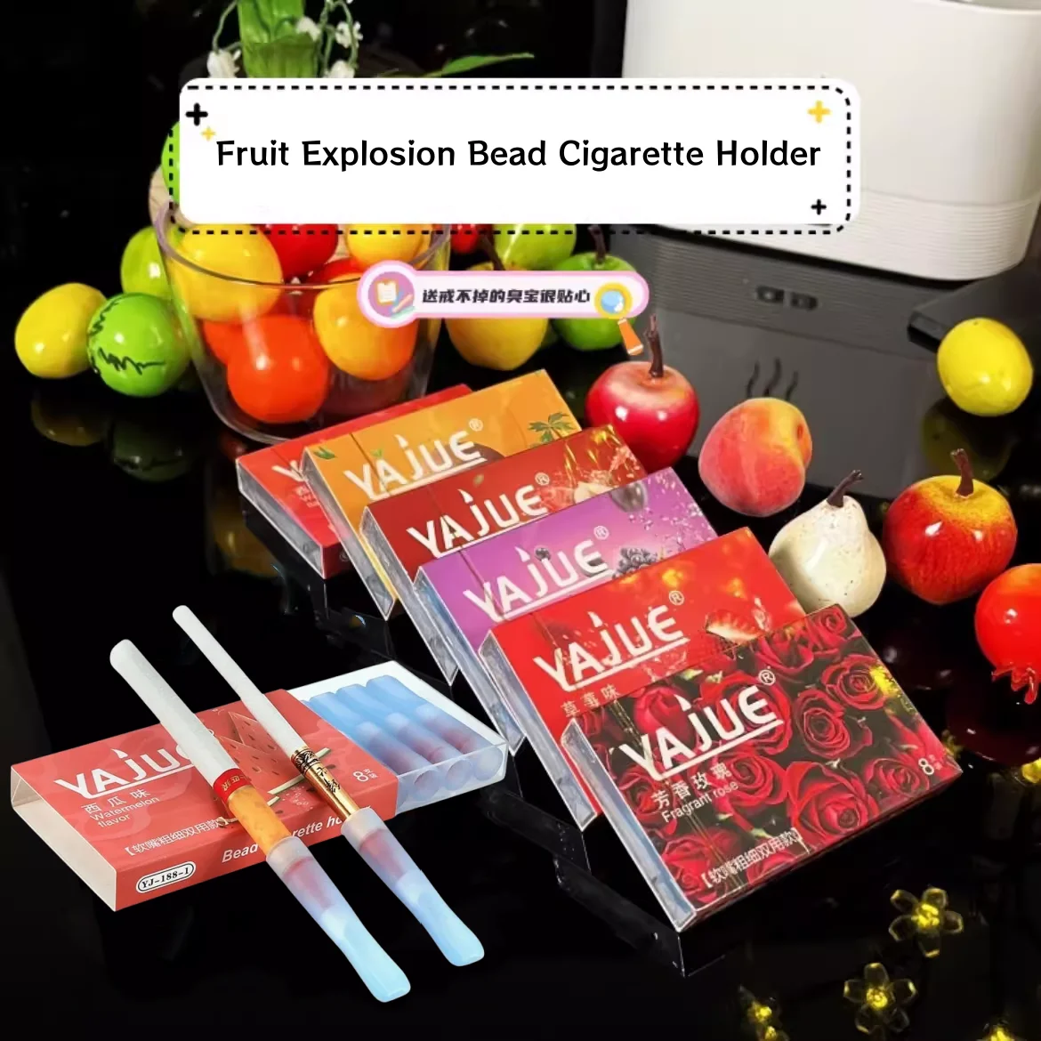 

8Pc Portable Cigarette Mouthpiece Mint Other Flavors Fruit Explosion Bead Cigarette Holder Smoke Filter Tobacco Shop Accessories