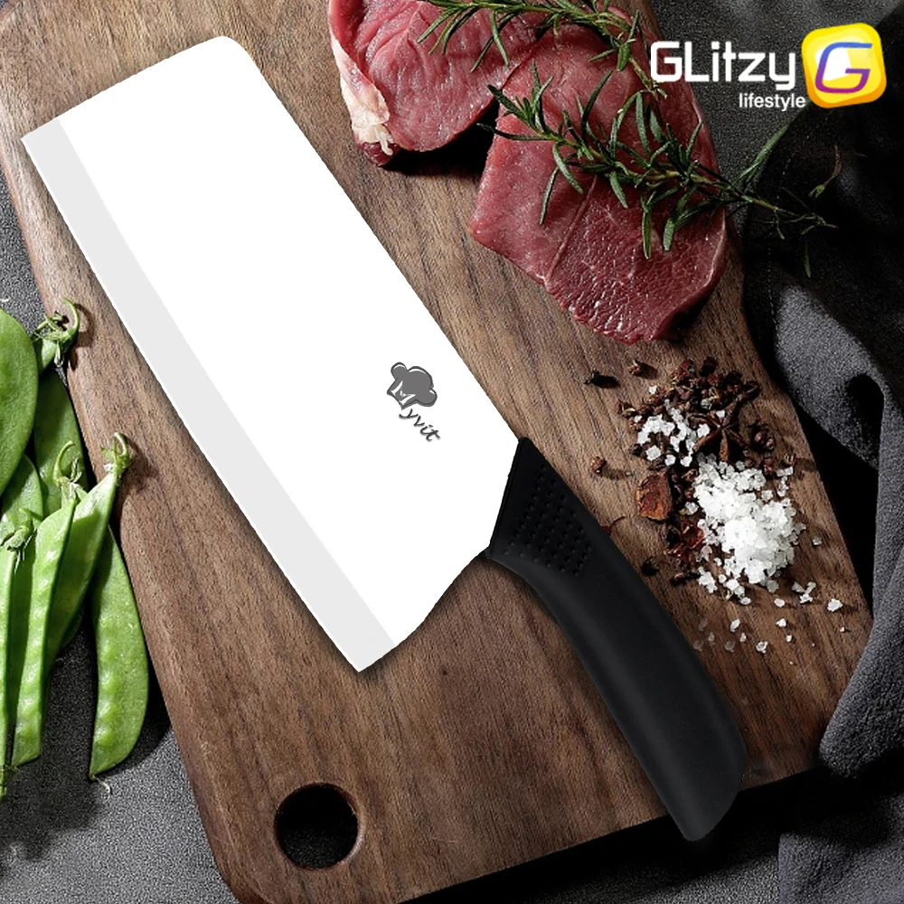 Ceramic Knife Meat Cleaver for Kitchen 7 Inch Chef Knives Household Fruit Vegetable Slicing Knife Utility Cutter Knife with She