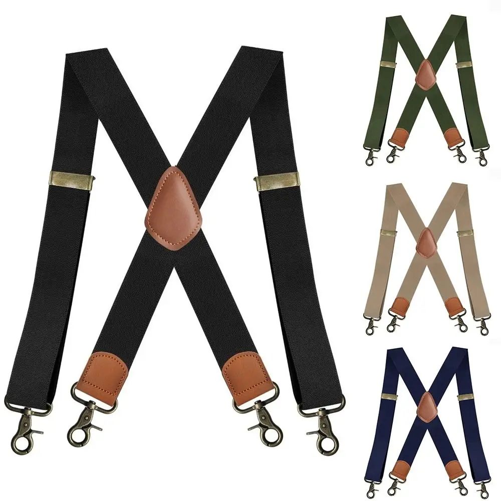 3.5cm Wide Vintage Suspenders X-Black Adjustable Trouser Straps Belt 4 Bronze Hook Clips Wedding Party Braces Suspenders Adult