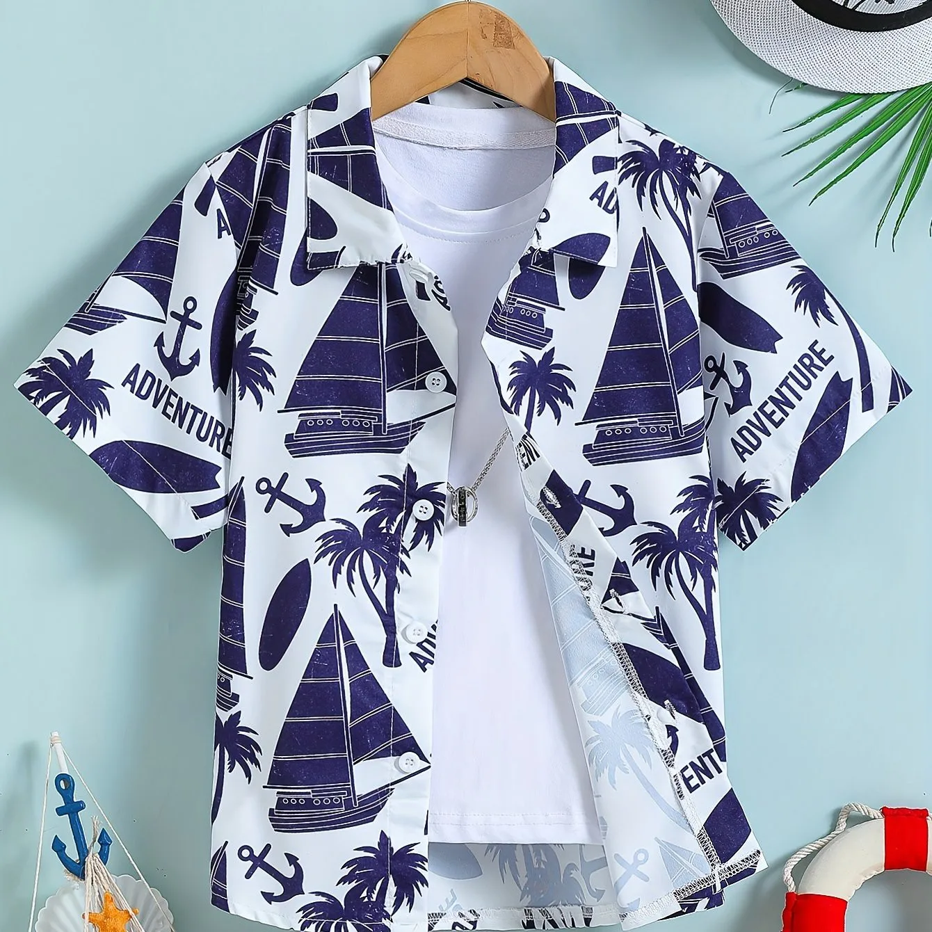 Kids Blouses 3d Print Beautiful Beach Coconut Tree Pattern Oversized Hawaiian Shirts Short Sleeve Boys Girls  Shirts Clothes