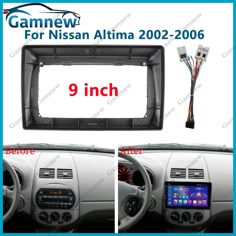 

9 Inch Car Frame Fascia Adapter Android Radio Dash Fitting Panel Kit For Nissan Altima 2002-2006
