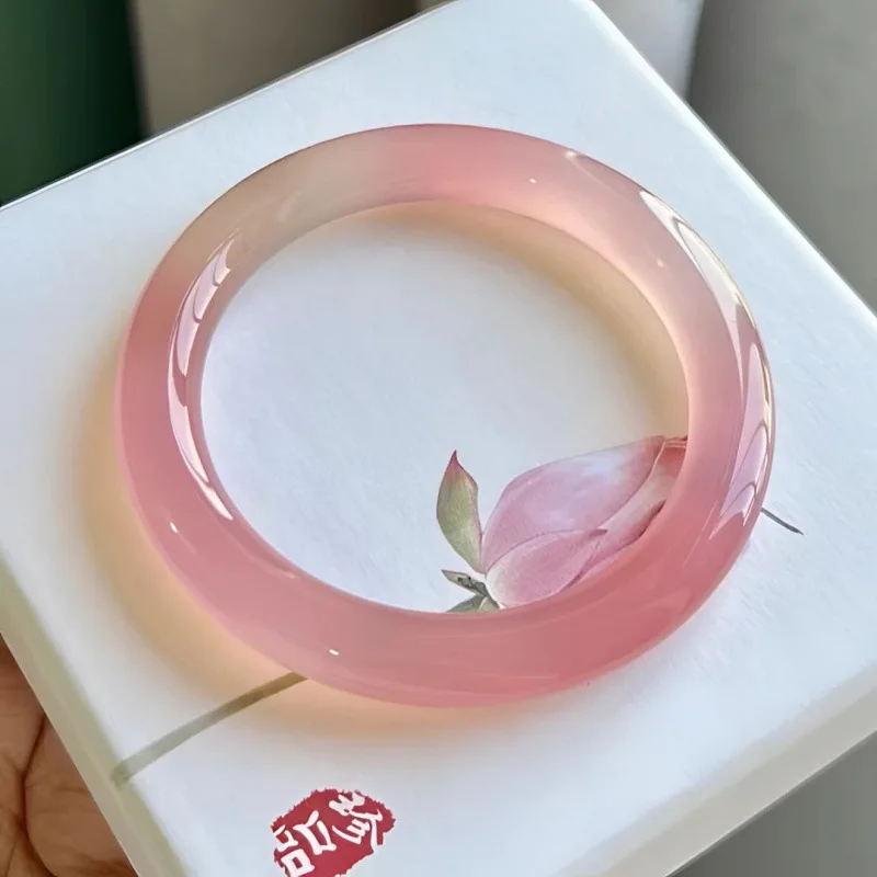 Certified Jade Bangles Women Fine Jewelry Genuine Myanmar Jadeite Peach Powder Burmese Jade Bangle Grade A Burma Jades Bracelets