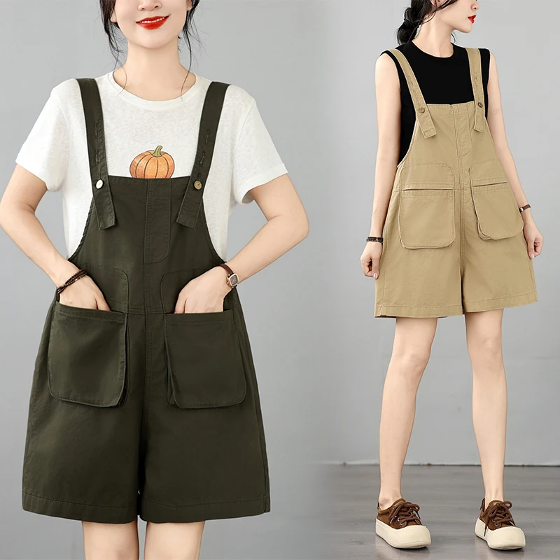 Retro Japanese Style Workwear Short Pants Women's Summer New Style Super Beautiful Versatile Slimming Wide Leg Three-quarter ...
