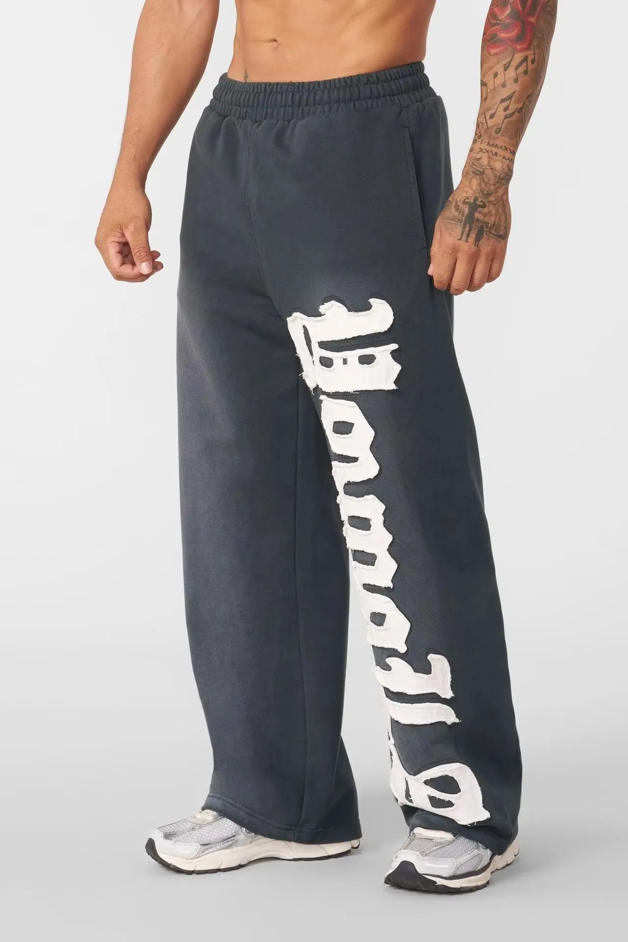 Man Young American trendy sweatpants collaboration anime joggers cotton terry print wide-leg casual pants hip-hop street pants