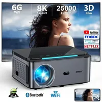 XIWBSY 8K Android Projector 25000Lumens Wifi6 Full HD 1080P Projector 3D Smart Home Theater Cinema Proyector Outdoor Beamer