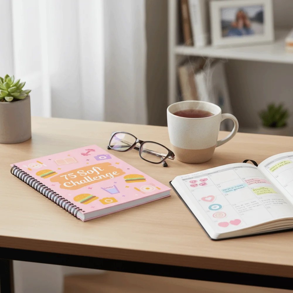 A4 75 Soft Challenge Journal Progress Tracking Goal Setting 75 Day Soft Challenge Book Daily Planner Rainbow Pages 75 Tracker