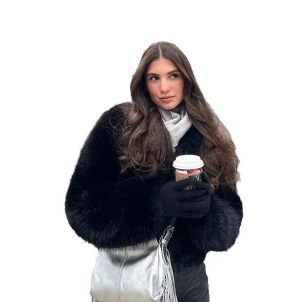 

Горячая меховая куртка, женская короткая куртка из лисьего меха, модная теплая осенне-зимняя меховая плюшевая женская одежда