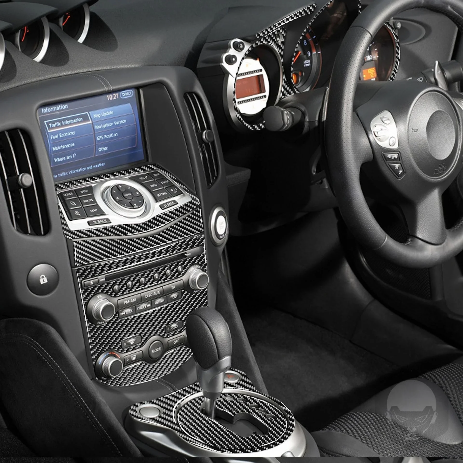 For Nissan Z34 Nissan 370Z Carbon Fiber Central Control Row Gear Water Cup Heating Button