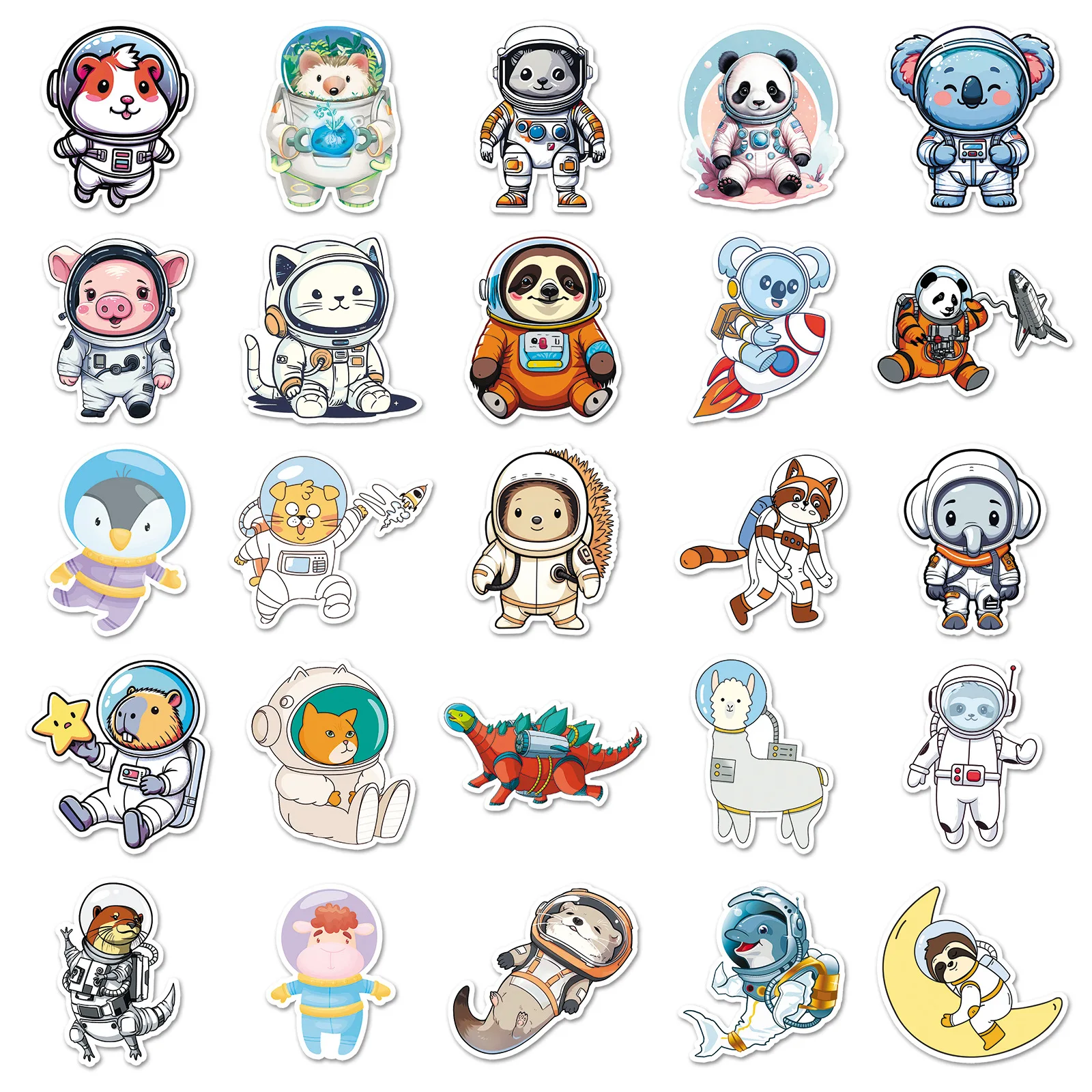 10/30/50PCS Cartoon Schattige Dieren Astronaut Stickers Leuke Creatieve Graffiti Decoratie Helm Brillenkoker Gitaar Decal Kinderen Speelgoed