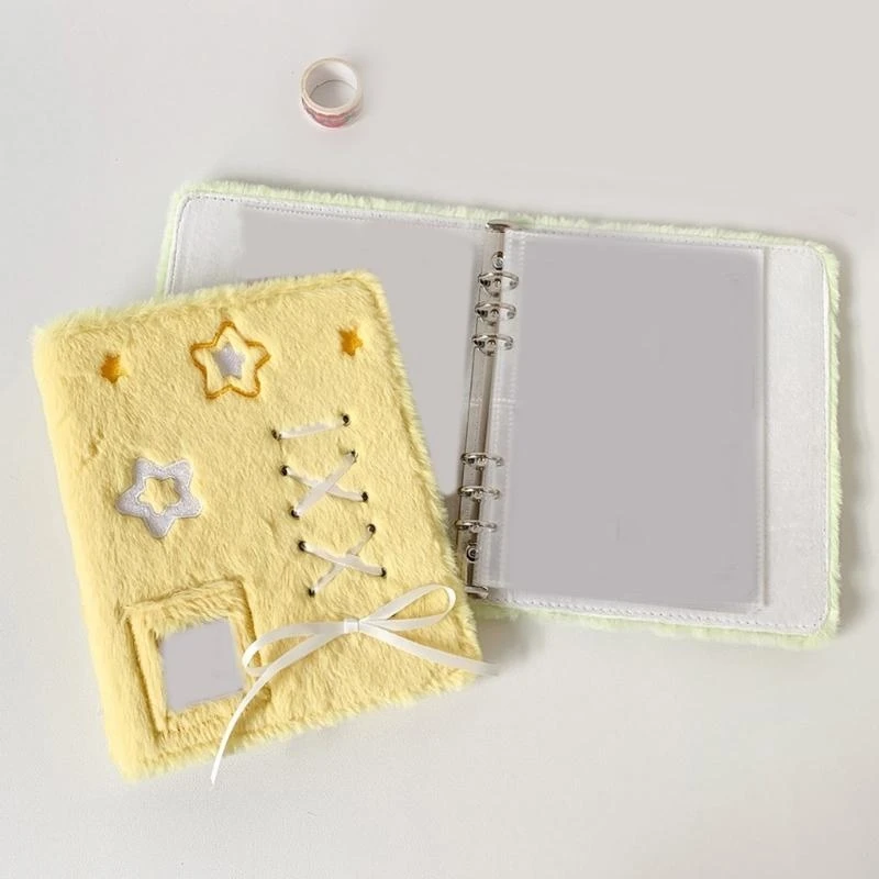 New Cute Plush Kpop Star Photocard Binder Album Bowknot Decor Baby Children Growth Record Photo Collector Album Photocard Holder