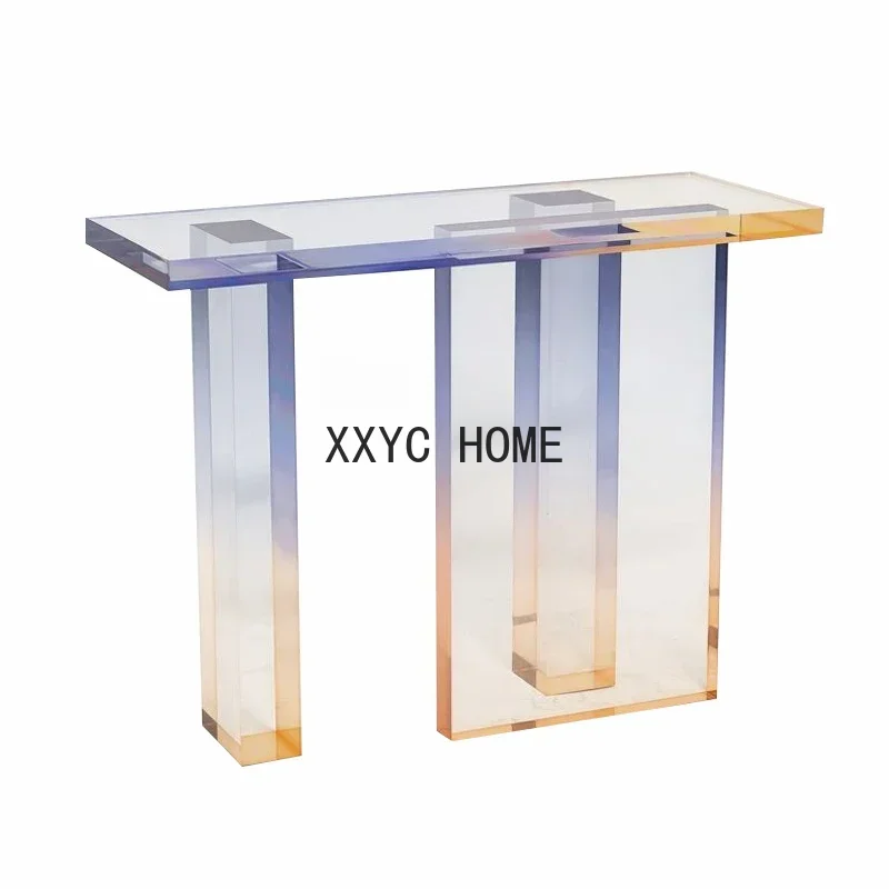 Mesas de console de cor gradiente transparente personalizadas em acrílico Armazenamento de parede de console doméstico simples