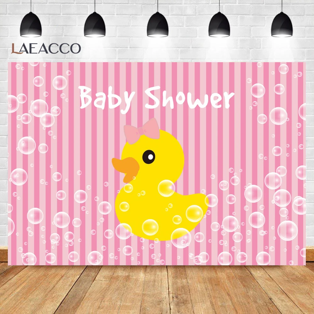 Laeacco Kleine Gelbe Ente Kind Geburtstag Thema Hintergrund Blasen Bad Baby Dusche Neugeborenen Party Decor Fotografische Hintergründe