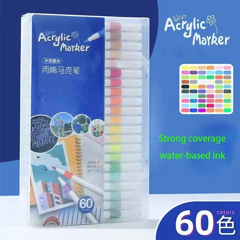 

12/24/36/48/60 Color Acrylic Paint Marker set Pens Wood Canvas Stone Painting Glass Ceramic Surfaces DIY Art Supplies