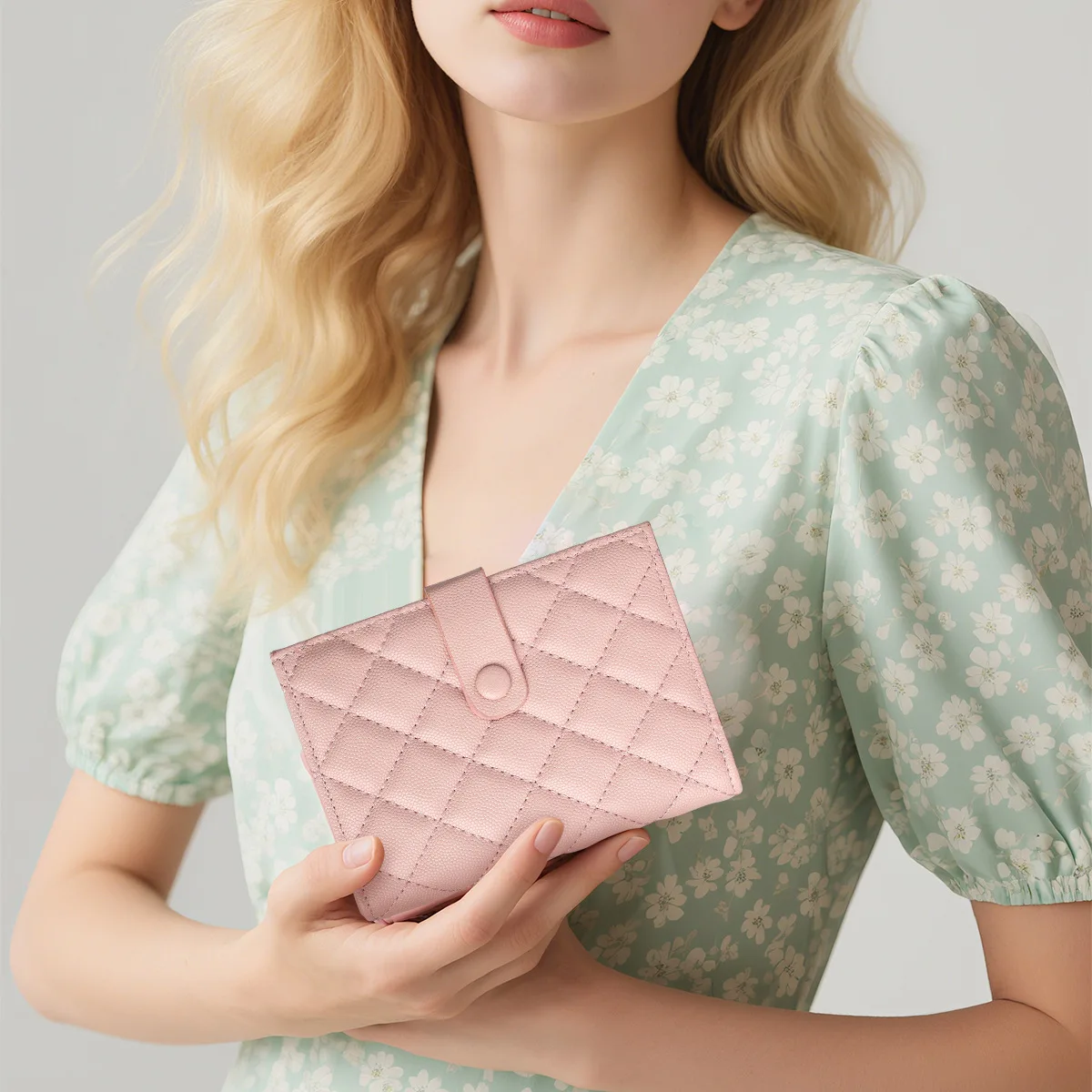 محفظة بحامل جواز سفر بسيط من Diamond Grid للرجال والنساء رفيعة وصغيرة الحجم مثالية للسفر إلى الخارج ومحفظة تخزين الفاتورة