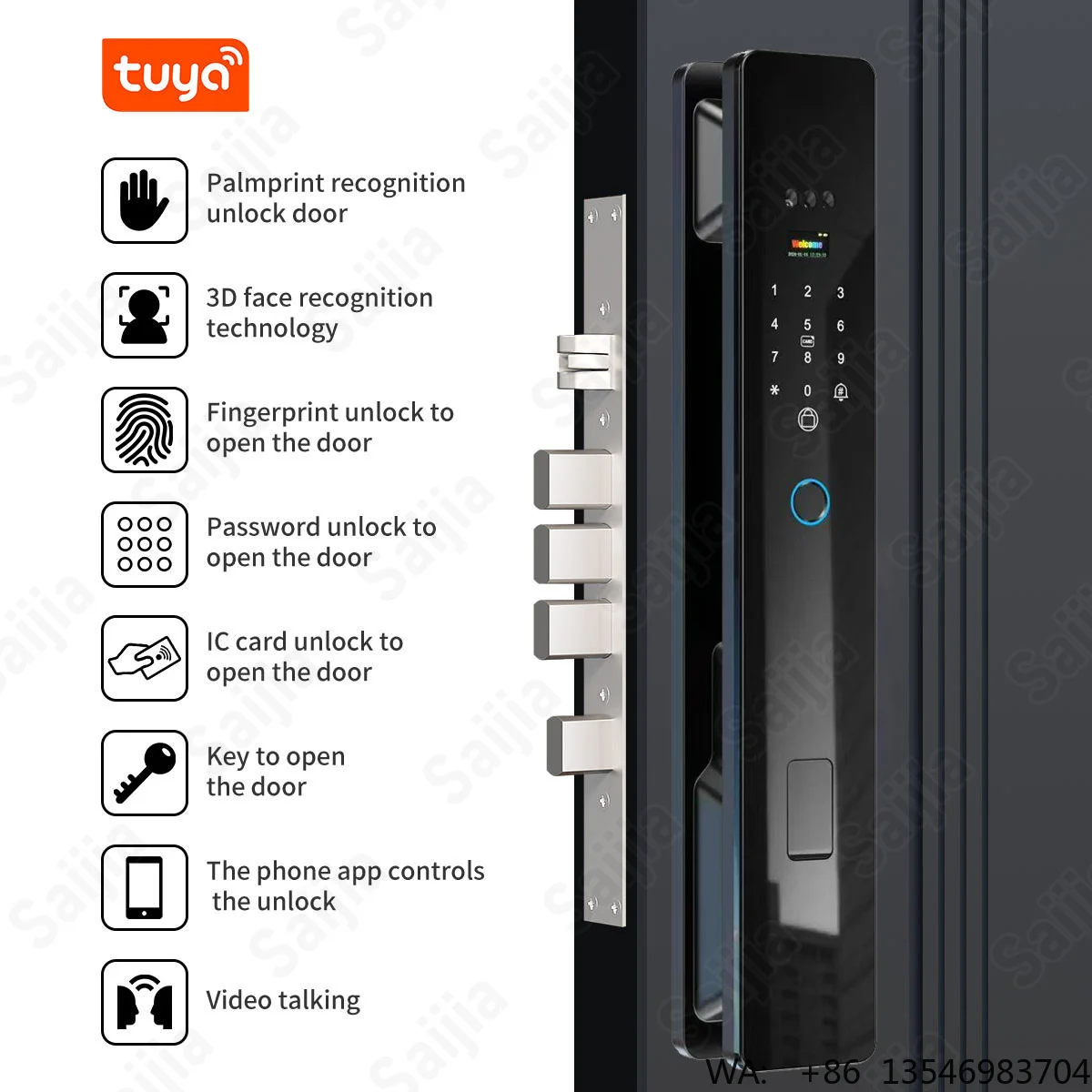 Factory Price 3D Face Recognition Biometric Fingerprint Smart Door Lock Wishome Wifi Digital Locks Electronic Smart Door Lock