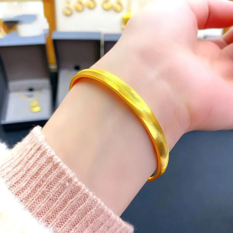 Pure Silver Plated Gold Fashion CNC Cat Eye Women's 3D Plain Ring Light Luxury Bracelet Popular Bracelet Gift for Girlfriends