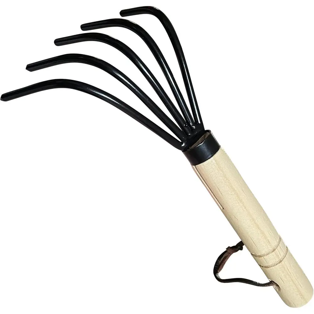 

Heavy-Duty Steel Garden Rake with Rust-Resistant Tines and Comfortable Wooden Handle - Ideal for Soil Pulverization and Aeration