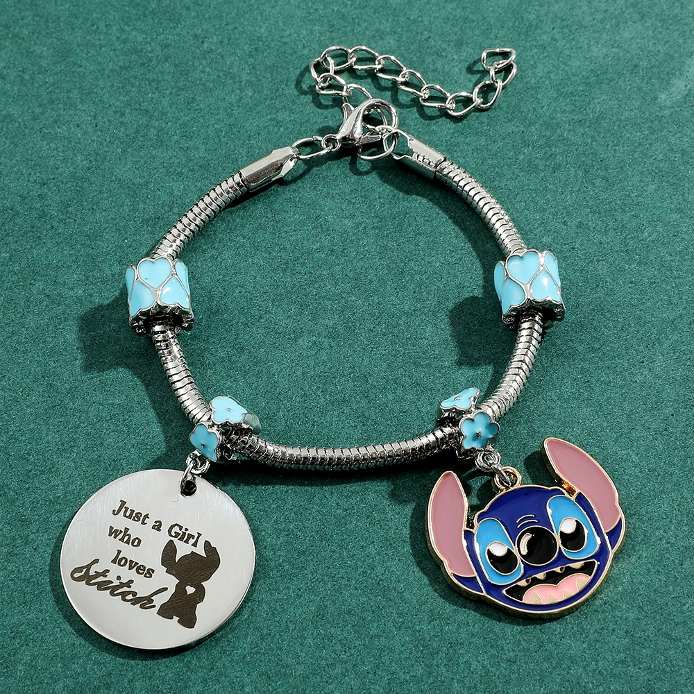 Kawaii Cartoon Lilo & Stitch Charms Bracelet Disney Stitch Pendant Bangle DIY Bracelet for Girls Fashion Accessories Gifts