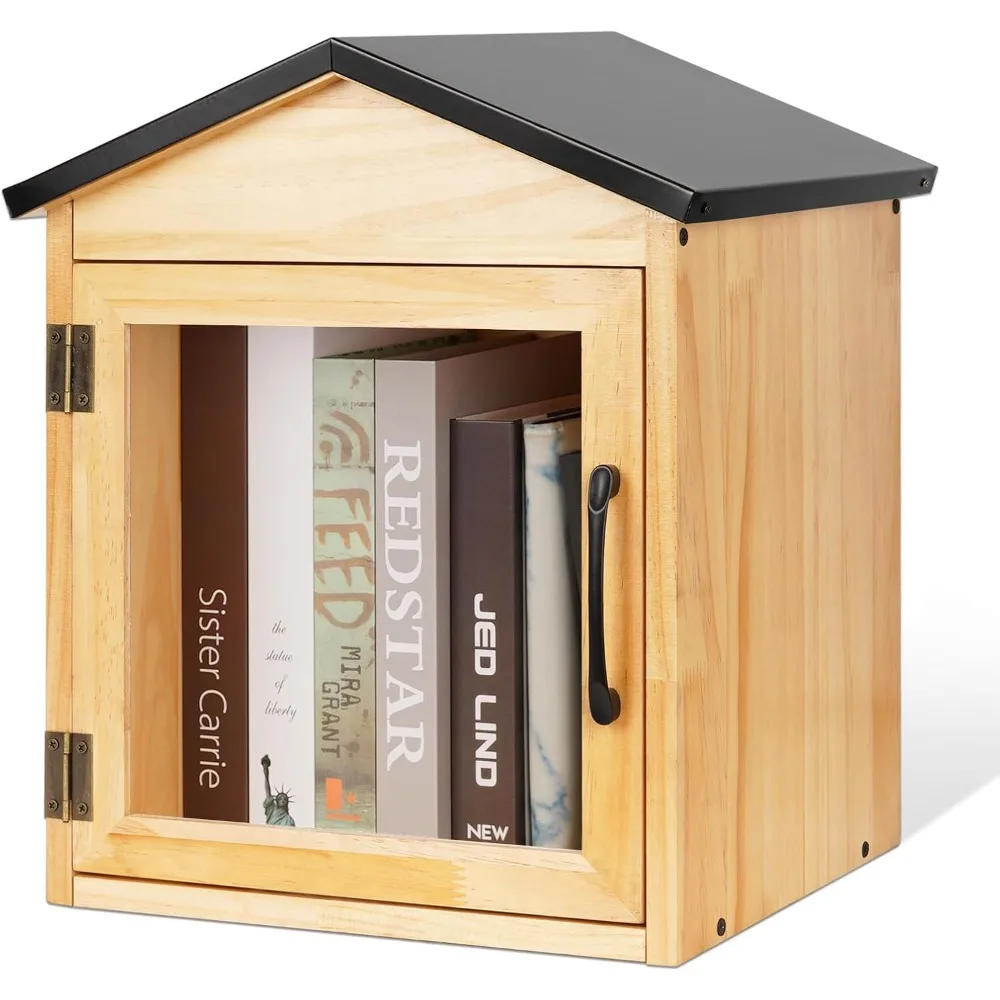 

Outdoor Library Box Literature Exchange Box Outdoor Book Storage Little Wood Cabinet for DIY, Neighborhoods Community