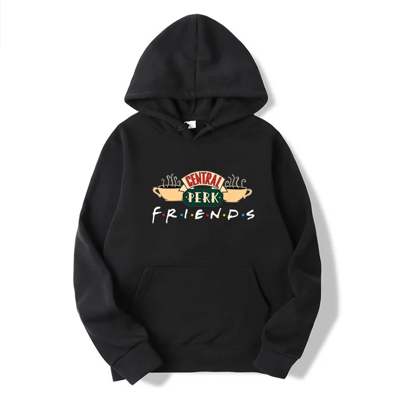 بلوفر نسائي أنيق توب فريندز تلفزيوني بقلنسوة سويت شيرت كاجوال بأكمام طويلة مطبوع عليه القهوة مع قلنسوة هيب هوب هاراجوكو للجنسين