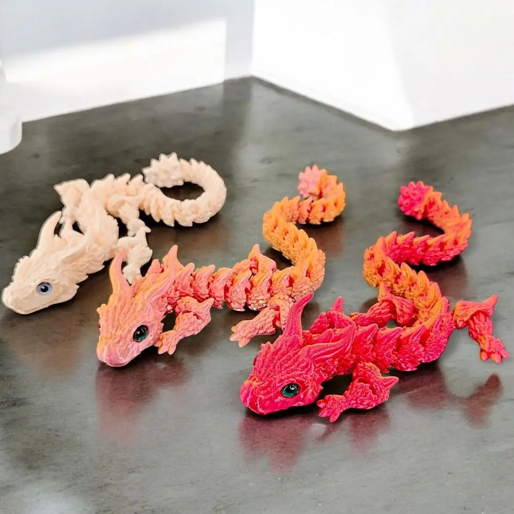 Simulated Eye 3D Printed Dragon Chinese Dragon All-in-one Molding 3D Printed Diceratops Dragon Poseable Joints Rotatable