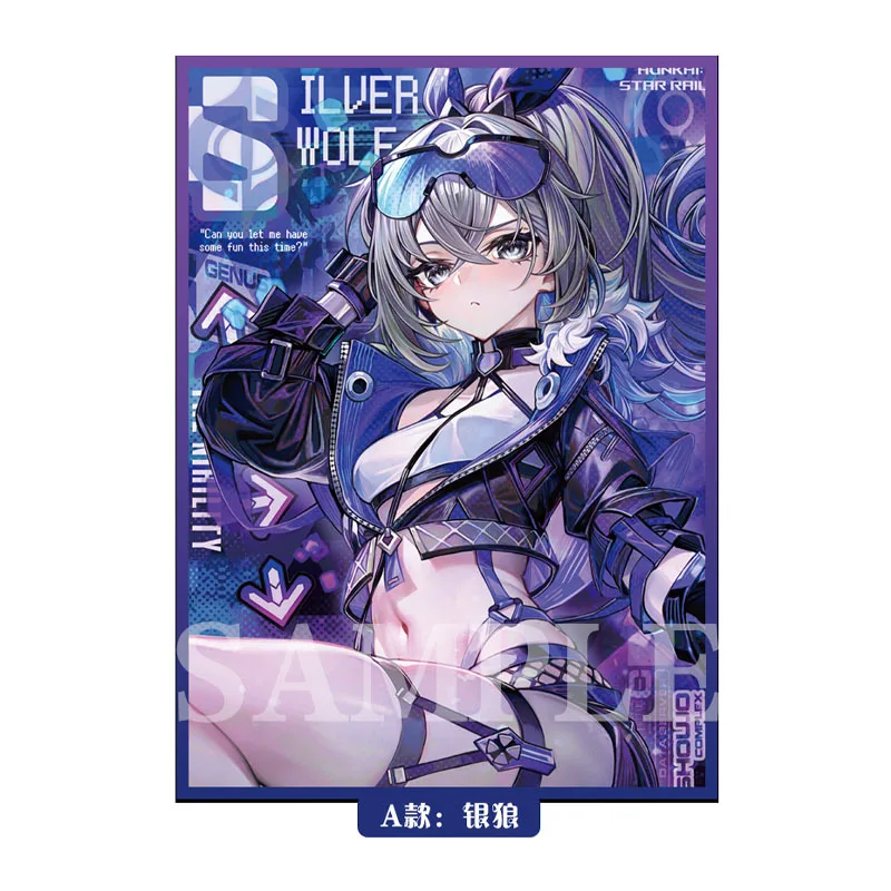 60 개/대 Honkai: 스타 레일 Kafka 실버 늑대 플래시 카드 슬리브 PTCG 애니메이션 게임 컬렉션 카드 보호 커버 선물 67*92mm