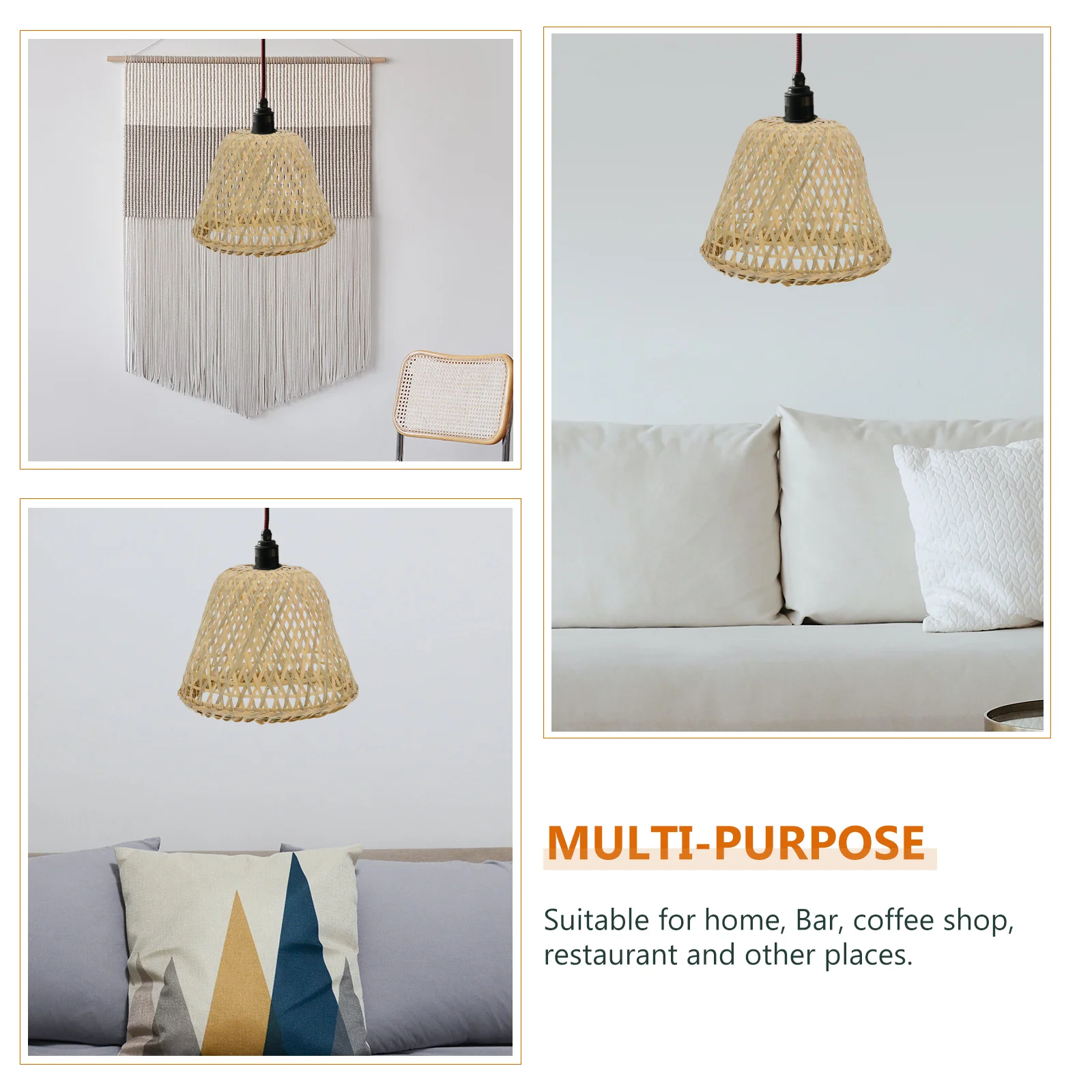 

1 set 1 Set Bamboo Lampshade Decorative Weaving Hanging Light Cover Stylish Ceiling Lampshade Home Lighting Accessory