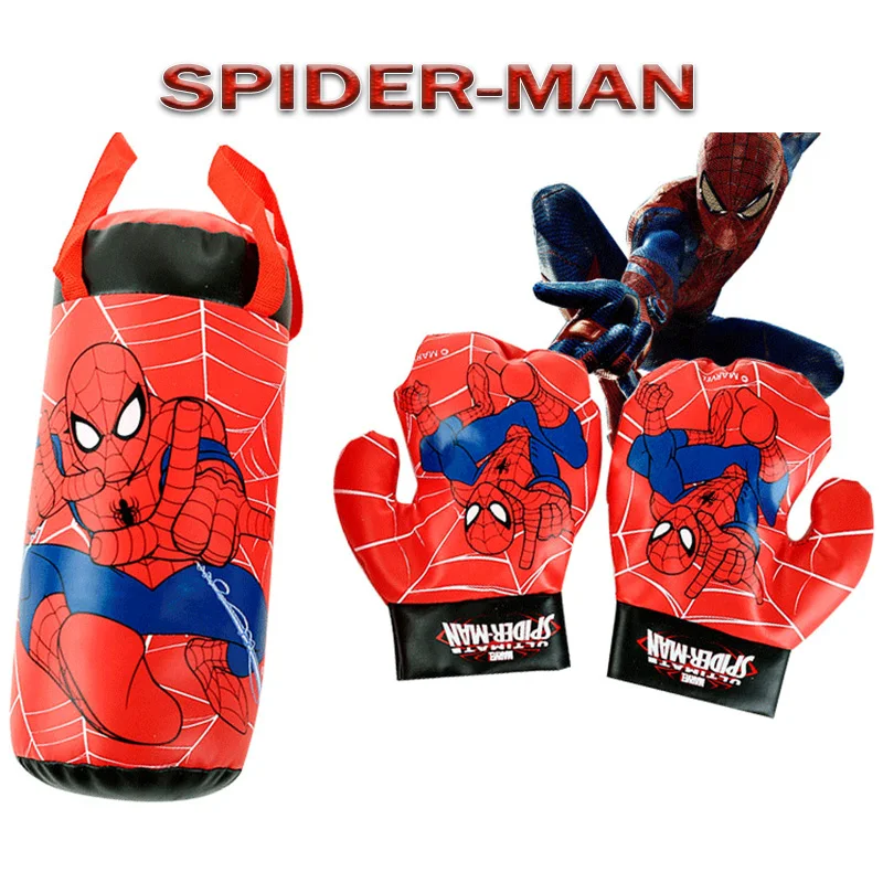 

Disney Spiderman Figure Toy Gloves Sandbag Suit Kid's Gifts Boxing Spider Man Outdoor Sports Toys For Parent child Interaction