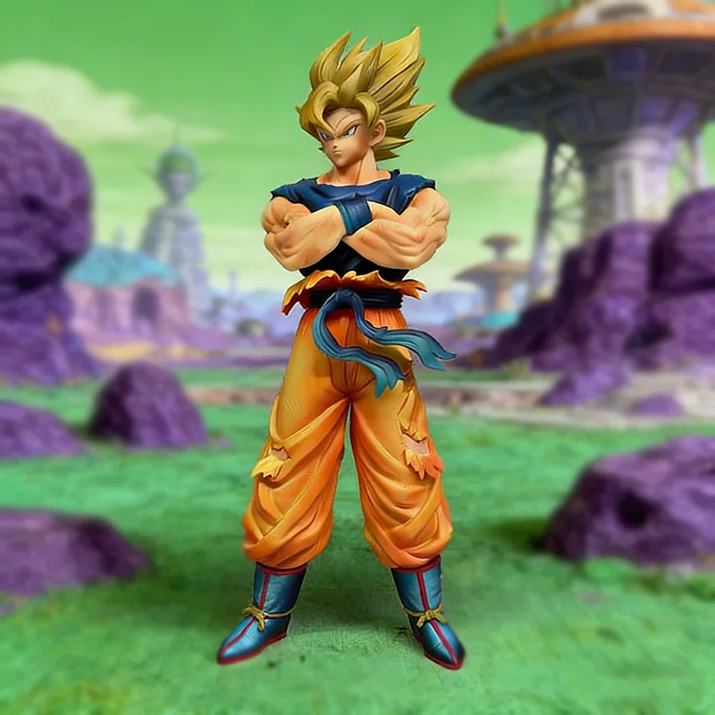 

Anime YJ Factory Son Goku Figure 32cm Dragon Ball Figures Arms Crossed Goku Figure Super Saiyan Figurine PVC Collectible Model