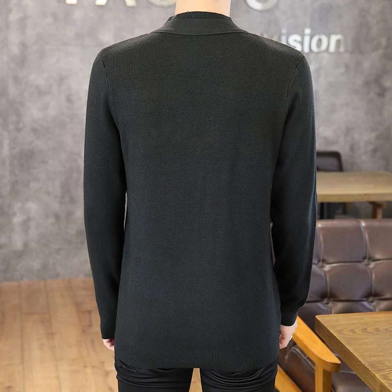 

Корейский вязаный свитер с высоким воротником для мужчин, облегающий, против морщин, теплый, дышащий, удобный, длинный свек, повседневная одежда