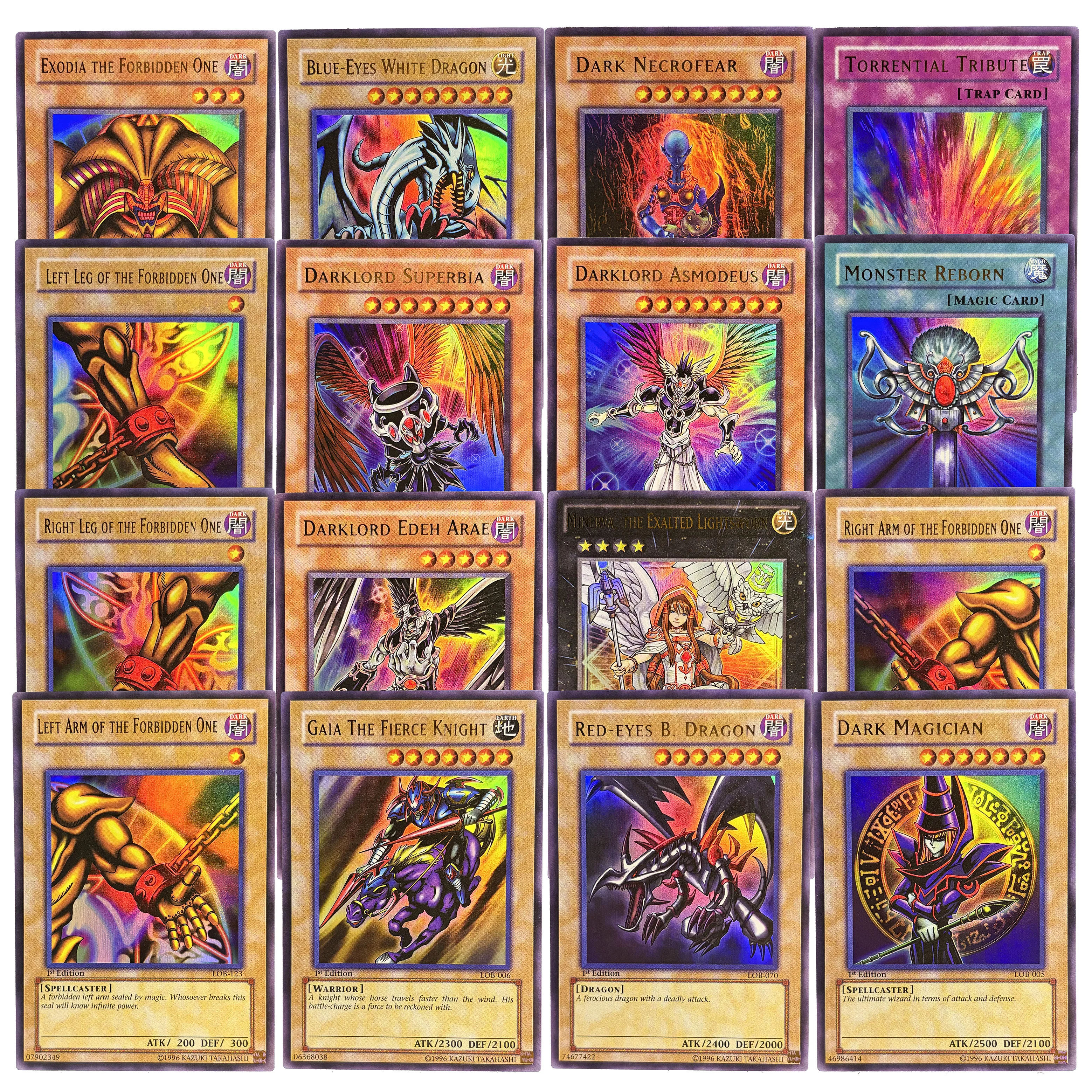 Cartão SUPER RARO YuGiOh Blue-Eyes Darklord Asmodeus Torrential Tribute Monster Reborn Série YCSW/LOB/DCR/LON Cartão Clássico Icônico
