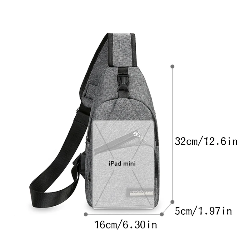 2023 New Men\'s Usb Smart Chest Bag Crossbody Shoulder Bag Canvas Korean Casual Men\'s Bag