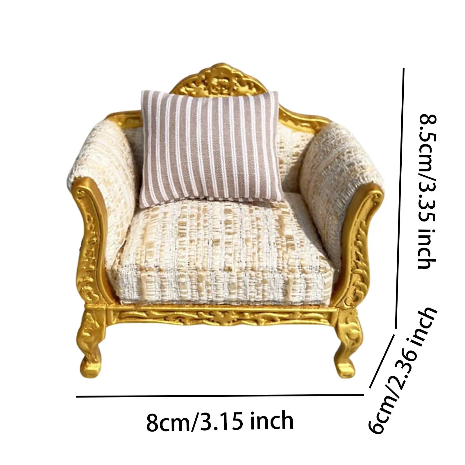 Divano in legno in miniatura Accessori per casa delle bambole dorati Giochi di finzione decorativi per casa delle bambole