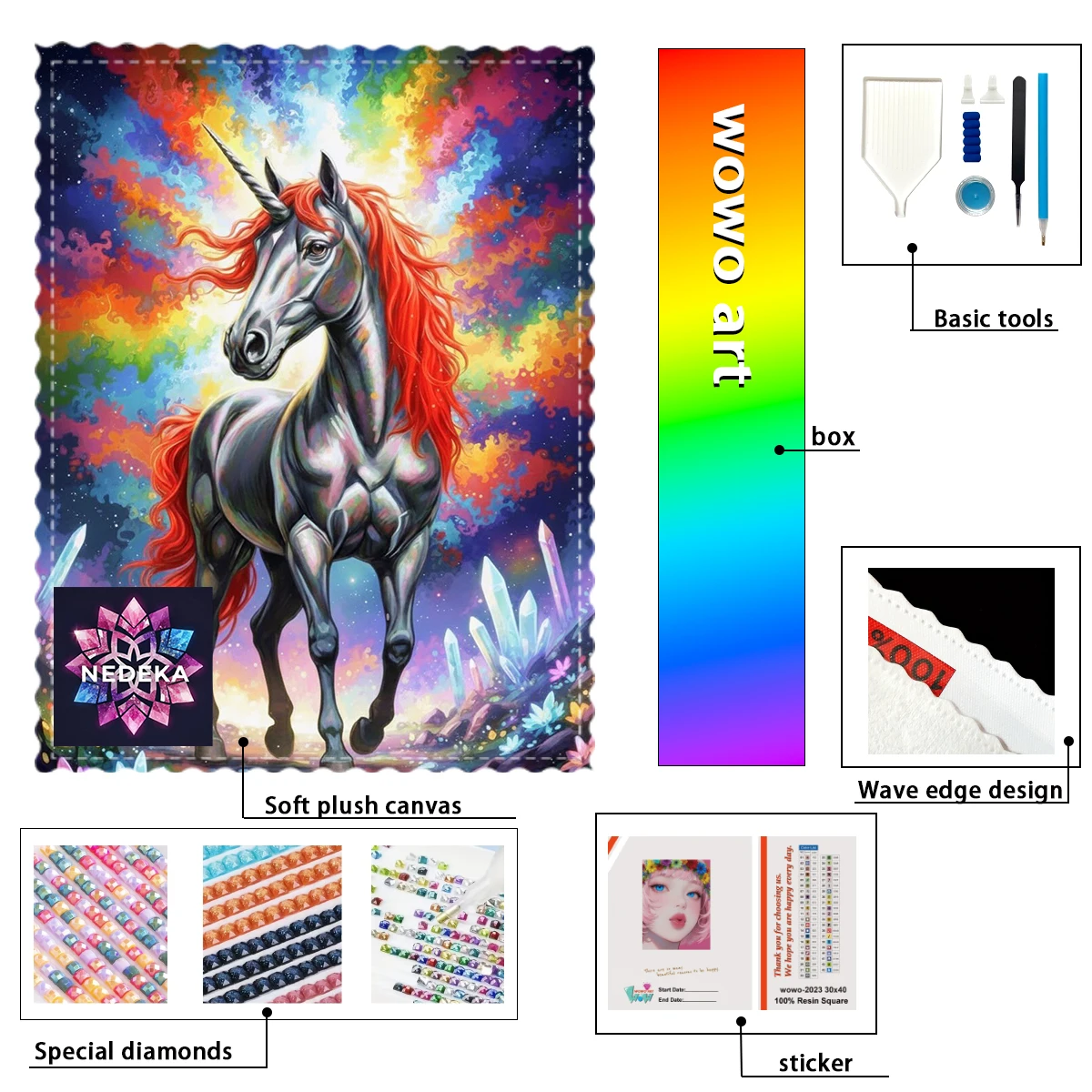 

【NEDEKA_ Diamond Art】Rainbow Unicorn on Crystal Roadside AB Rhinestone FD Rhinestone Perfect Resin Diamond
