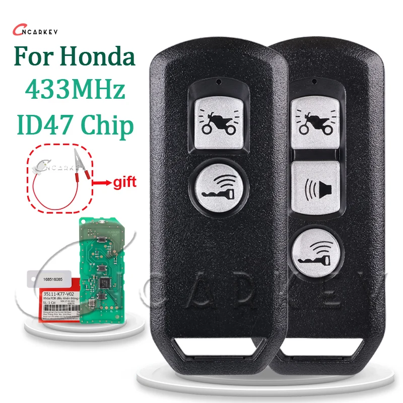

Дистанционный ключ для мотоцикла 433 МГц ID47 подходит для Honda ADV SH 150 Forza 300 PCX150 K01 K77 K96 K97 K35V3 Скутер Moto Smart Fob 2/3 кнопки