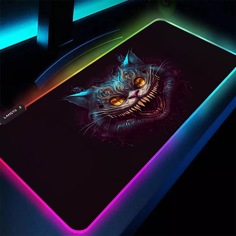 Large Mouse Pad RGB A-Alices in Wonderland Laptop Pc Gamer Keyboard Mat XXL Mousepad LED Edge White Backlight Rubber Table Mat view 4