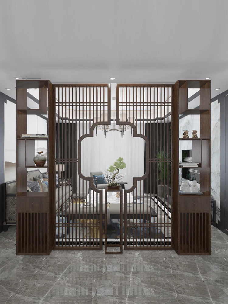 Custom-made solid wood screen, new Chinese-style grille