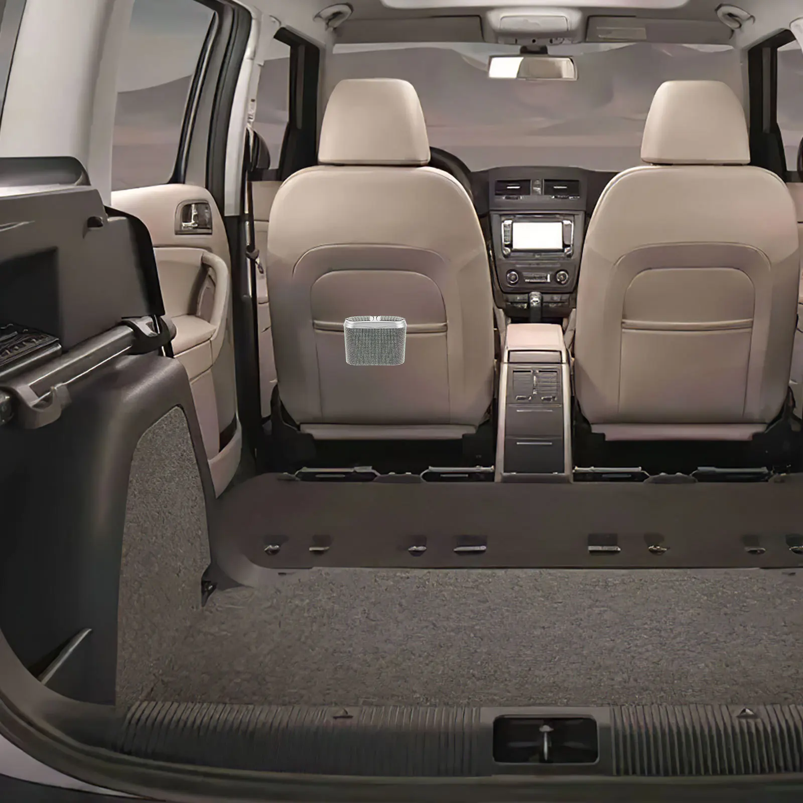 

Bling Car Trash Can Rhinestone Hanging Dustbin Dual Opening Large Garbage Container Stylish Vehicle Interior