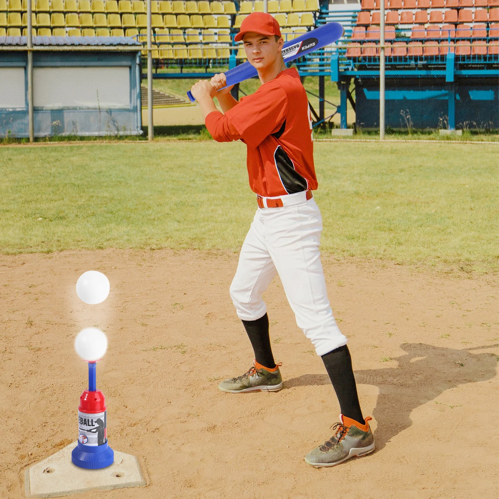 

Automatic Launcher Baseball Bat Set Safe Plastic Equipment for Kids Improve Batting Skill Motor Coordination Practice Baseball