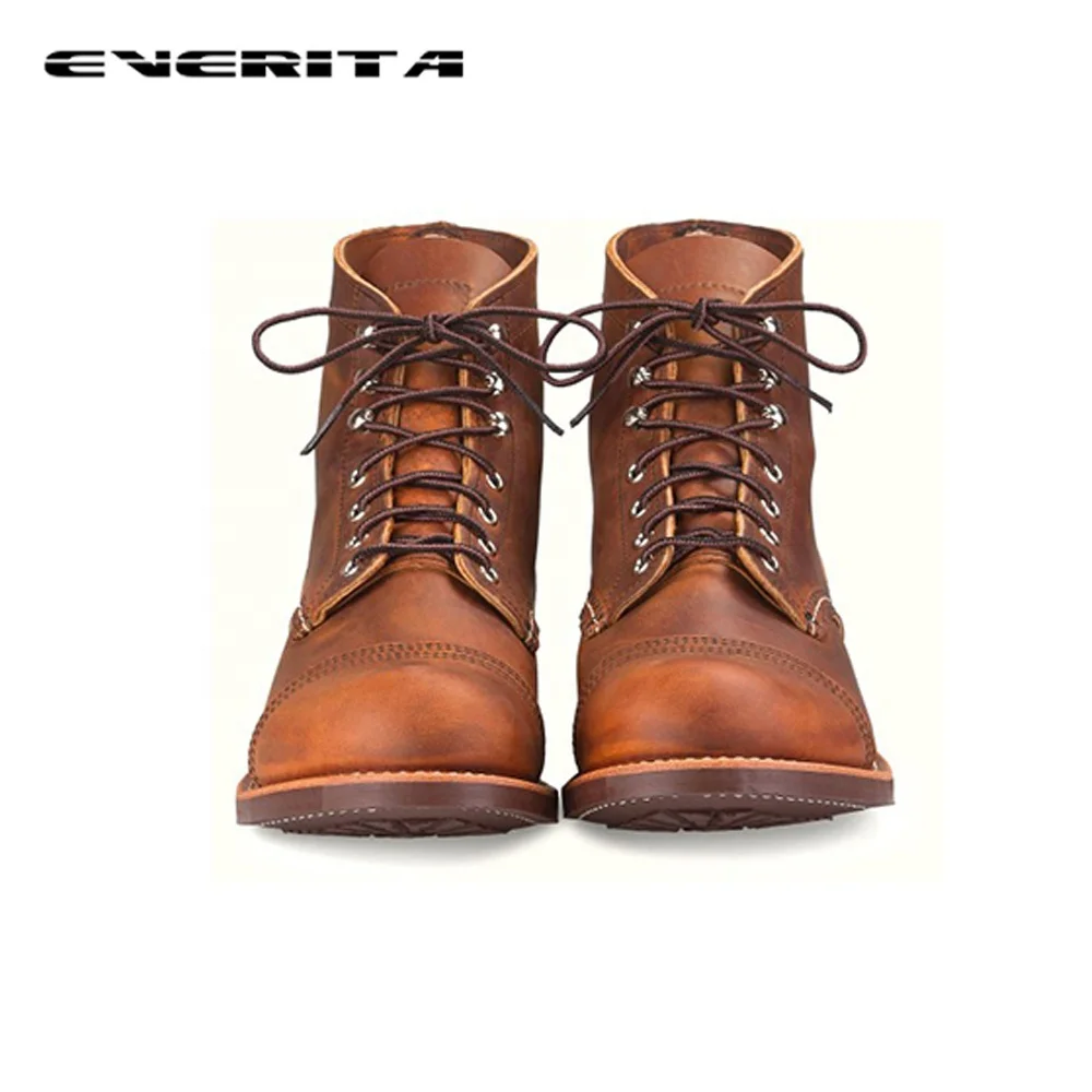 Bota de cordões de couro genuíno, sapato baixo vintage, tendência, outono e inverno