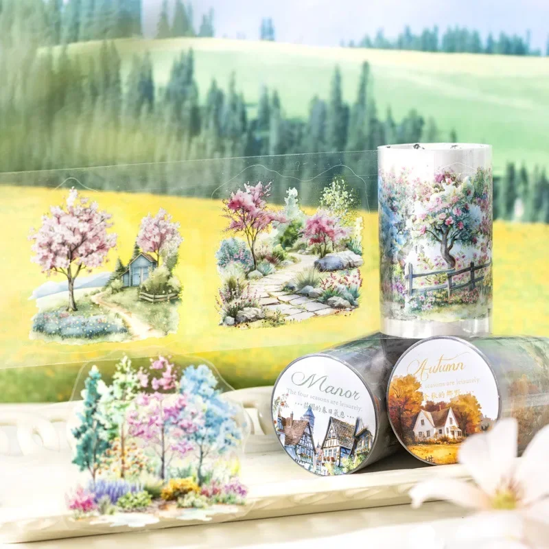 

1Roll PET Large Size Tape Four Seasons Spring Scenery Base Tape Adhesives Writing Background Adhesives Scrapbook 60mm*2m