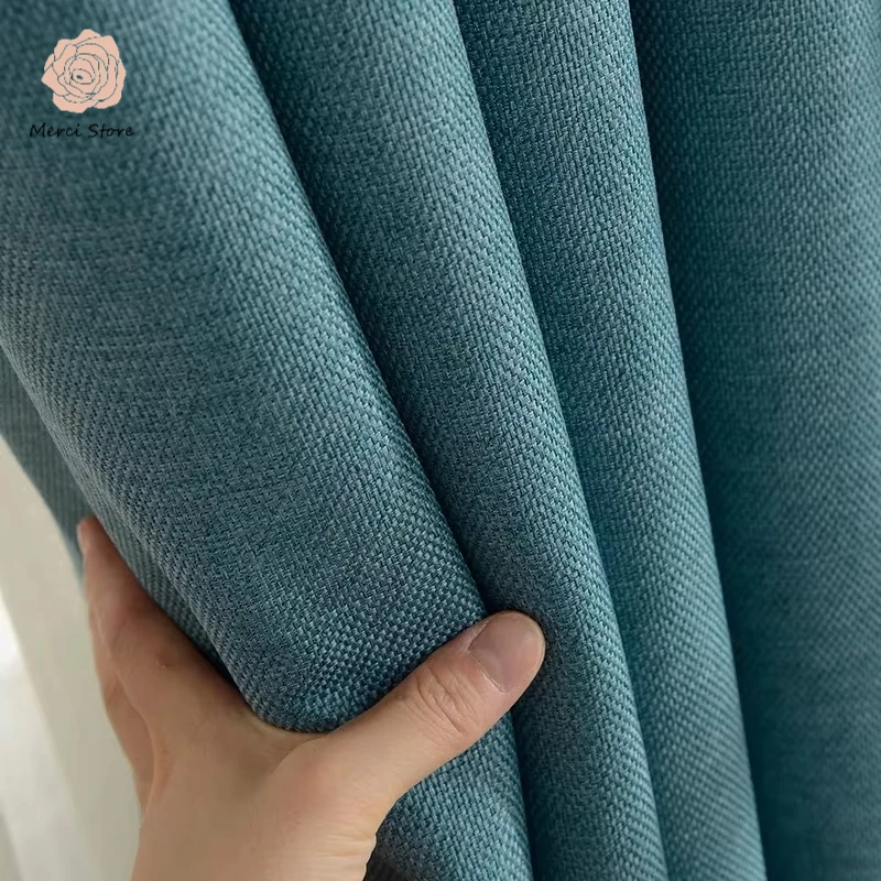 

Luxury Cotton Linen Thickened Blackout Curtains for Living Room Bedroom Custom 310cm High Window Drapes Elegant Room Darkening