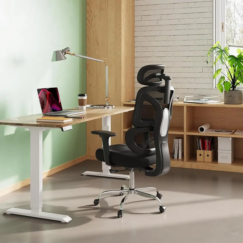 Office Chair Big And Tall Reclining Ergonomic Desk Chair For Long Hours, Comfy Breathable Mesh, Adjustable Armrests With Lumbar