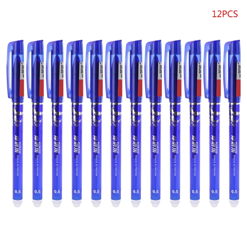 12Pcs for Creative 0.5mm Erasable Gel Pens Blue Office Student Station