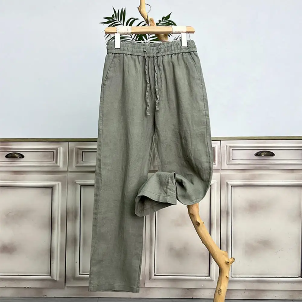 Soft Comfortable Men Pants Men's Linen Trousers Casual Loose Fit Straight Pants for Summer Vacation Travel Daily Wear Wide Leg
